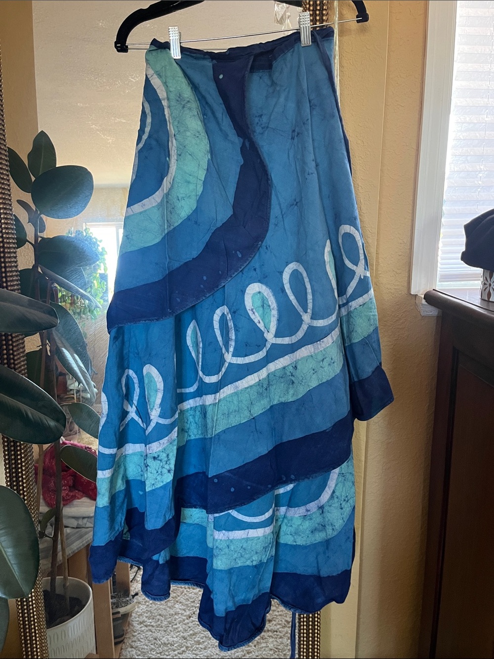 Blue vintage layered wrap skirt hippie boho one size